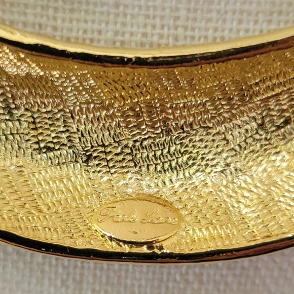 ParkLane Gold Tone Black Enamel and Rhinestone Necklace, Bib Choker, Herringbone - Picture 12 of 13